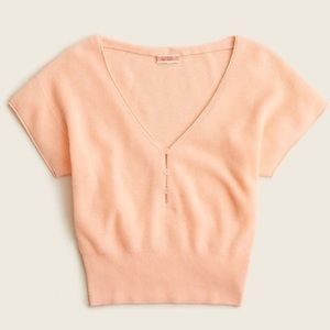 J.Crew Cashmere V-neck Cropped Tee, Featherweight Cashmere